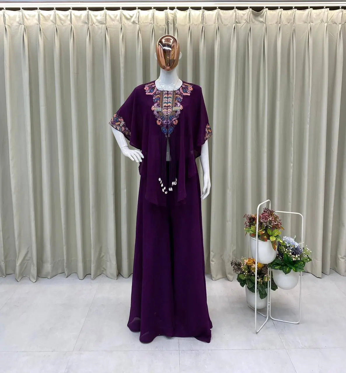 Chinon Embroidered Cape Style Palazzo Set for Festive and Party Wear