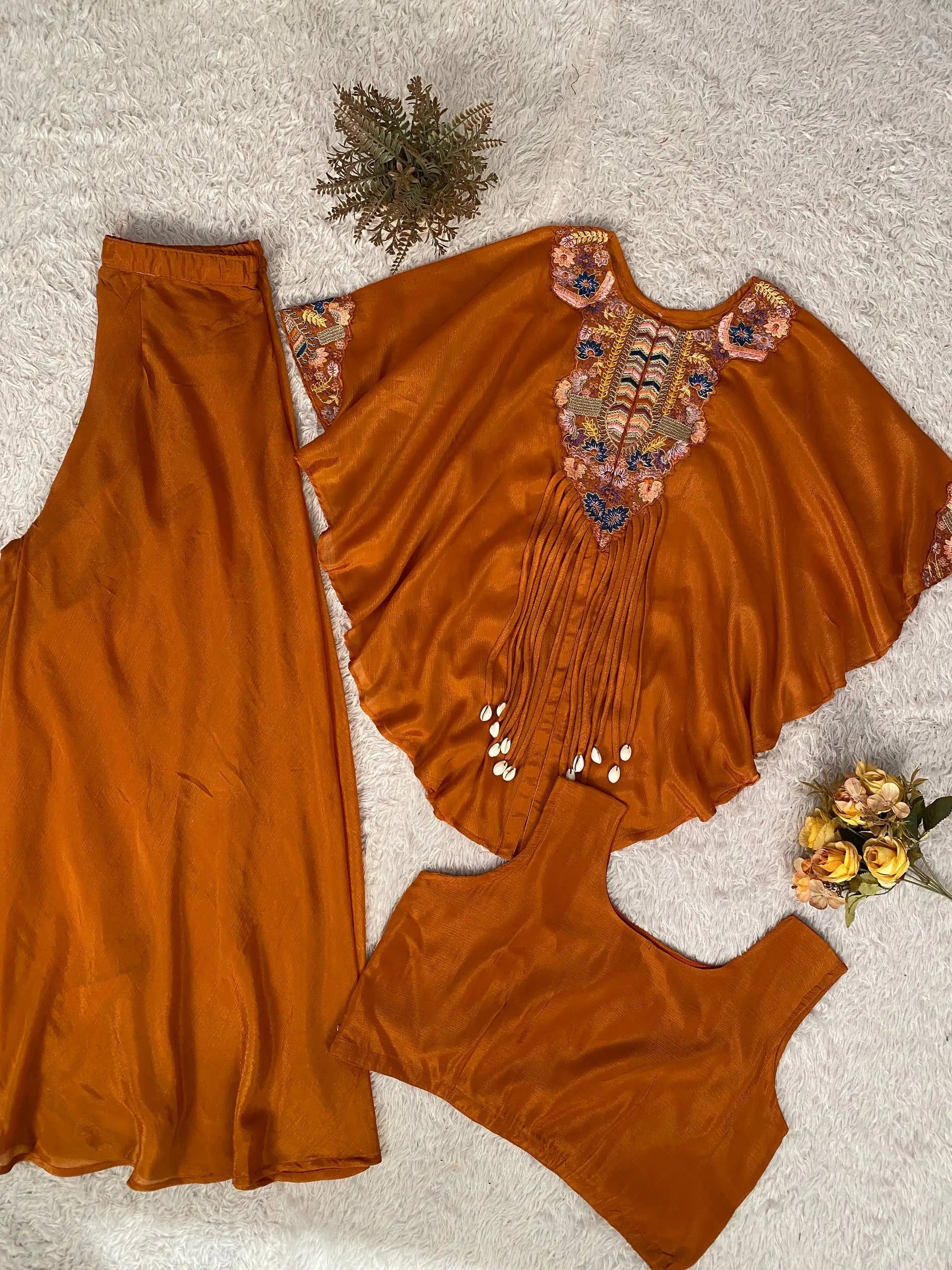 Chinon Embroidered Cape Style Palazzo Set for Festive and Party Wear