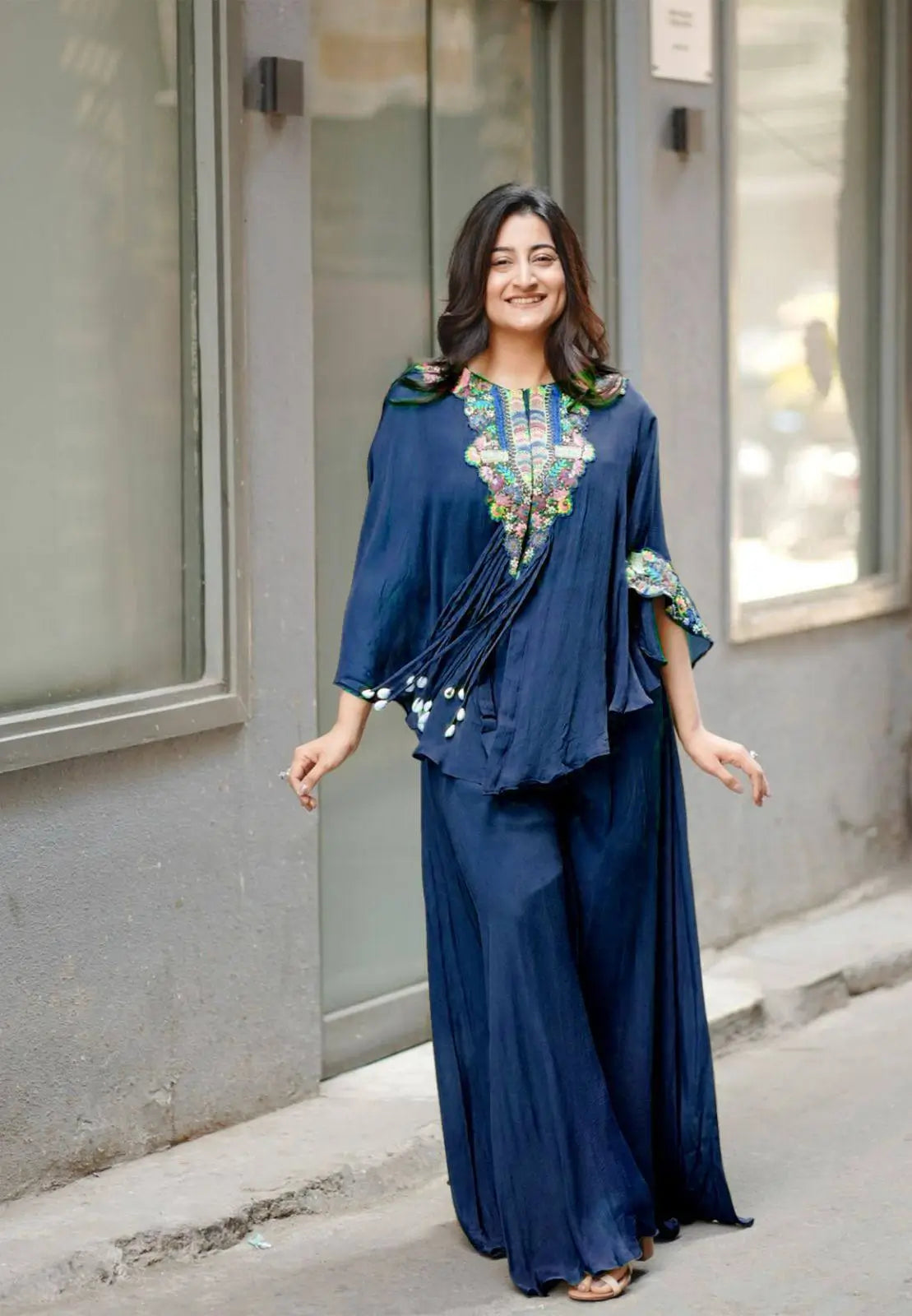 Chinon Embroidered Cape Style Palazzo Set for Festive and Party Wear