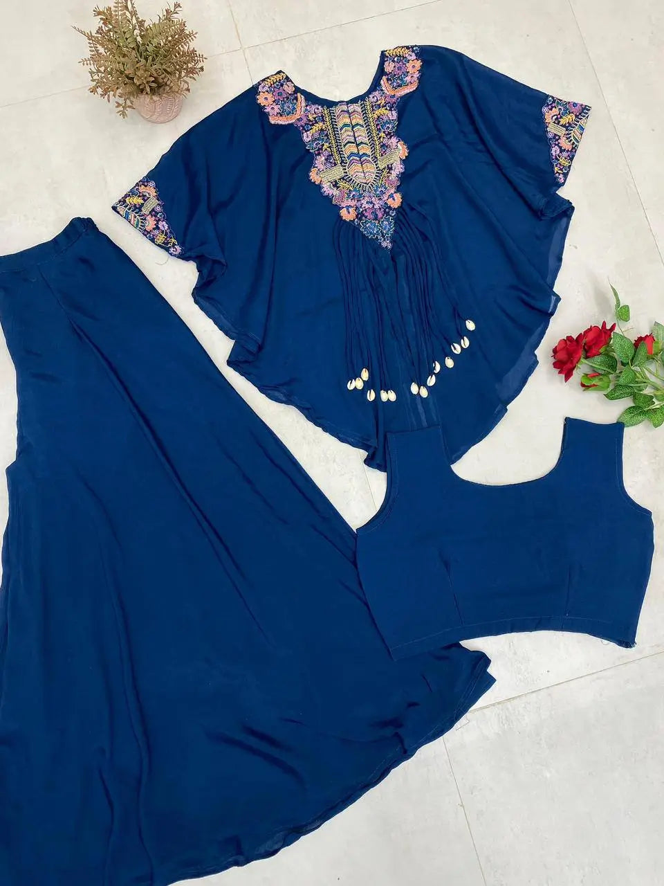 Chinon Embroidered Cape Style Palazzo Set for Festive and Party Wear