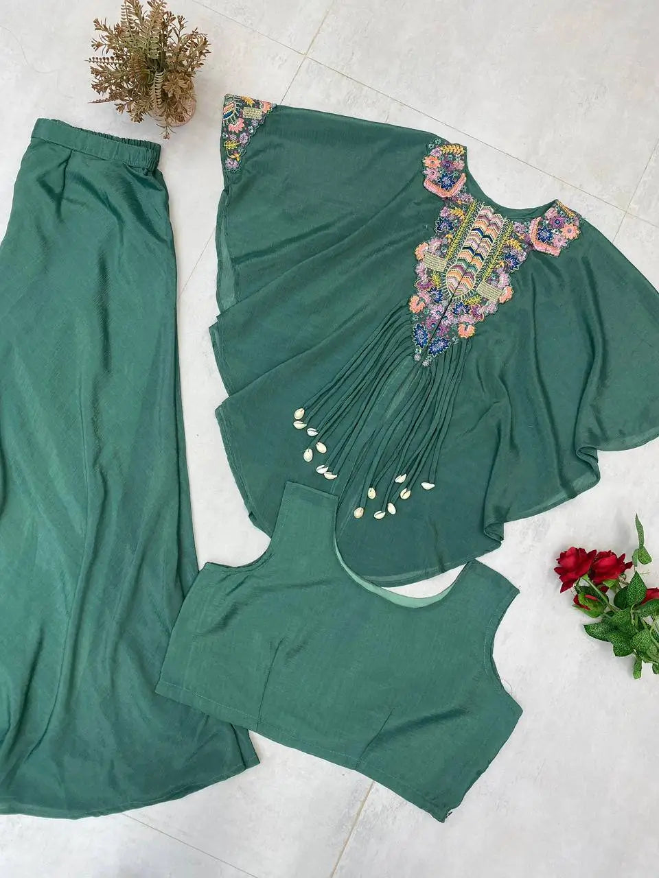 Chinon Embroidered Cape Style Palazzo Set for Festive and Party Wear
