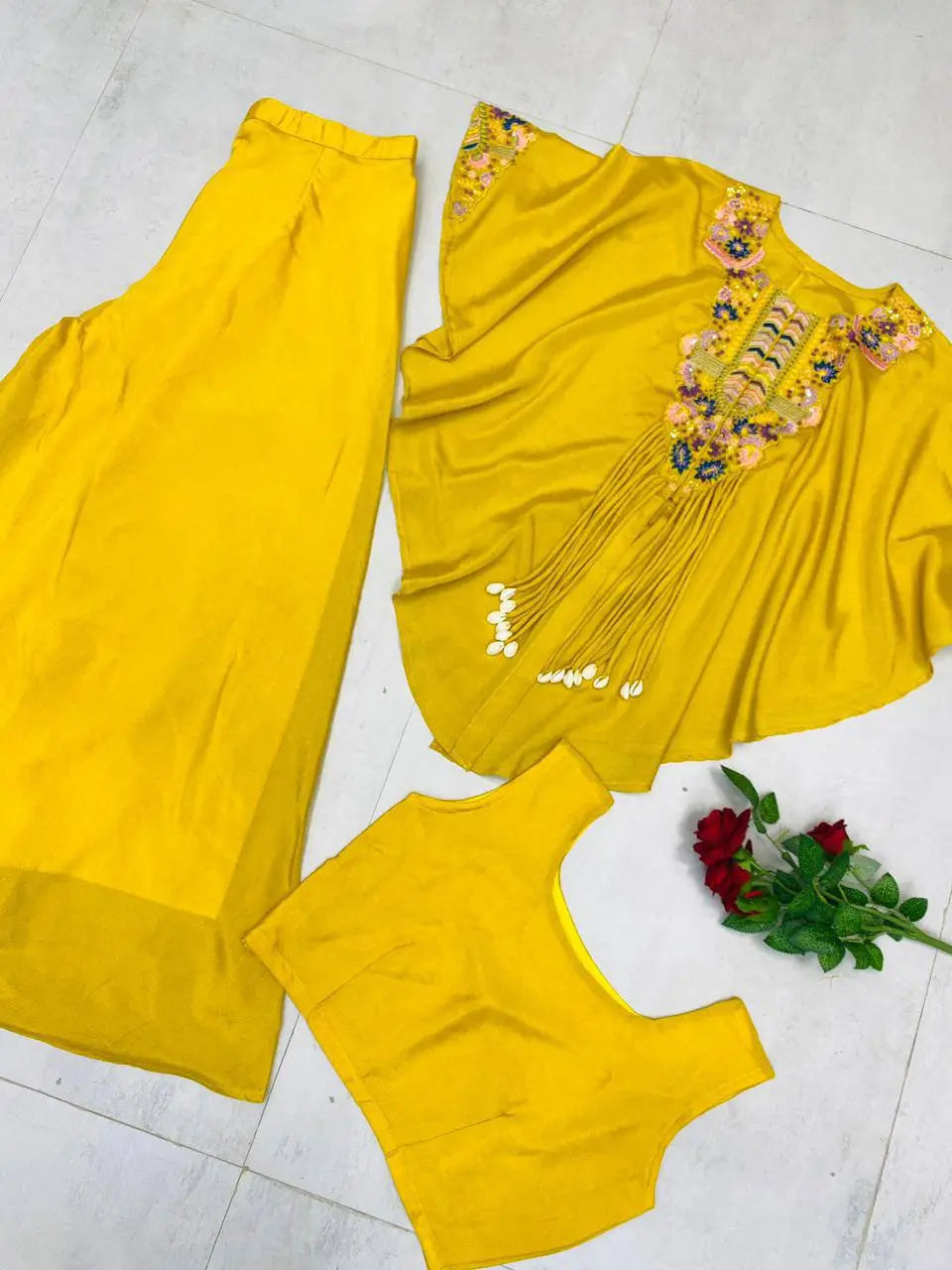 Chinon Embroidered Cape Style Palazzo Set for Festive and Party Wear