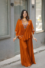 Chinon Embroidered Cape Style Palazzo Set for Festive and Party Wear