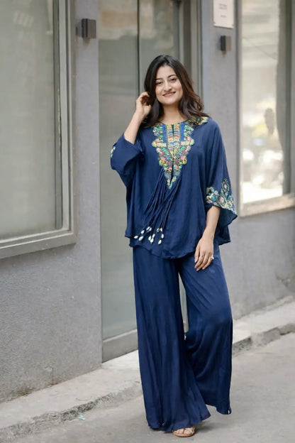 Chinon Embroidered Cape Style Palazzo Set for Festive and Party Wear