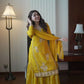 Chinon Embroidered Kurti Sharara Set with Dupatta for Festive and Wedding Wear