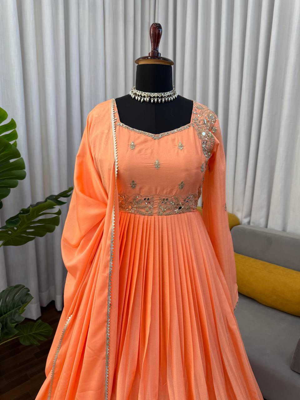 Chinon Embroidered Mirror Work Suit Set