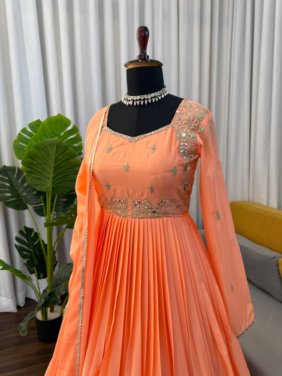 Chinon Embroidered Mirror Work Suit Set