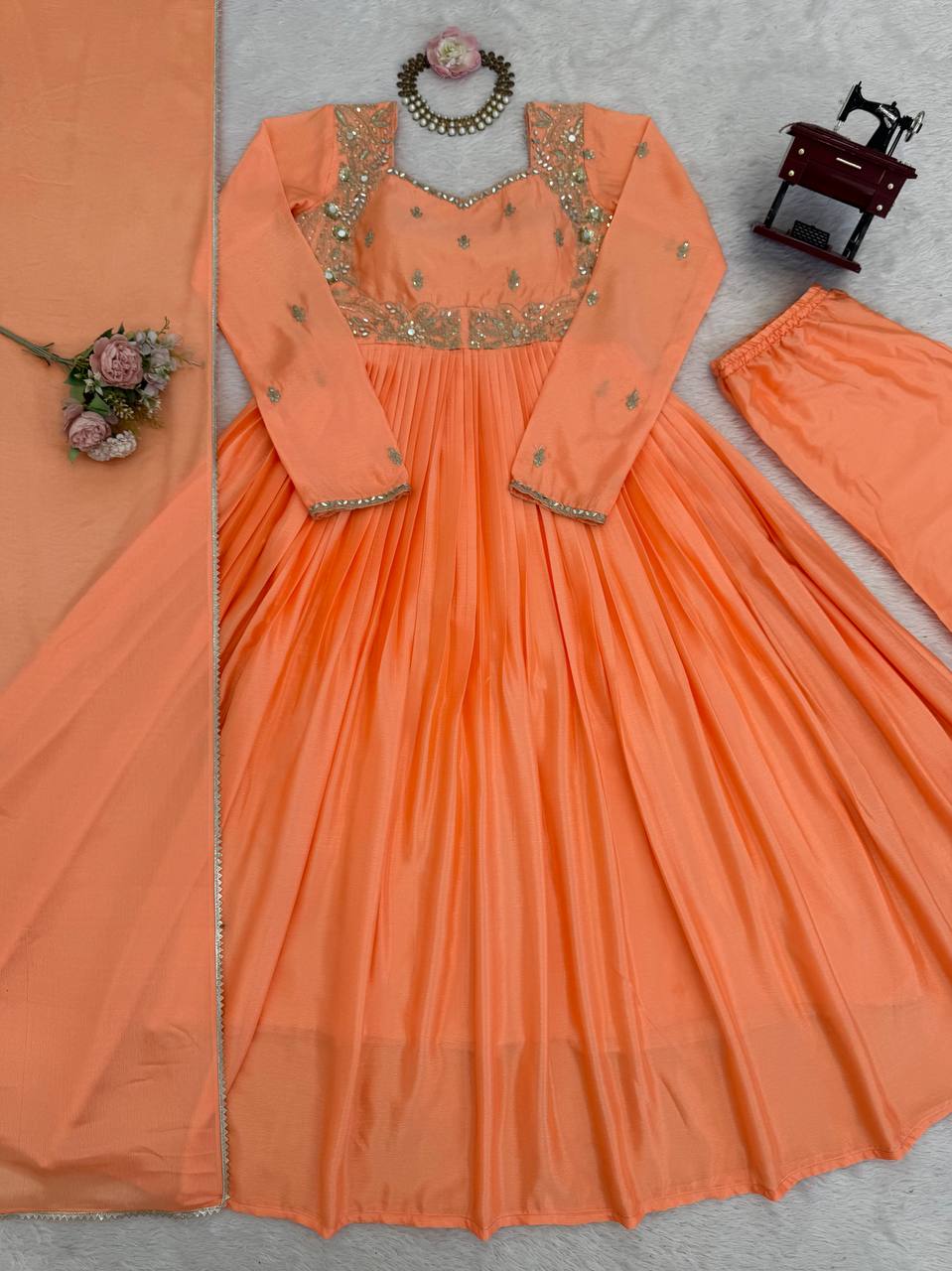 Chinon Embroidered Mirror Work Suit Set