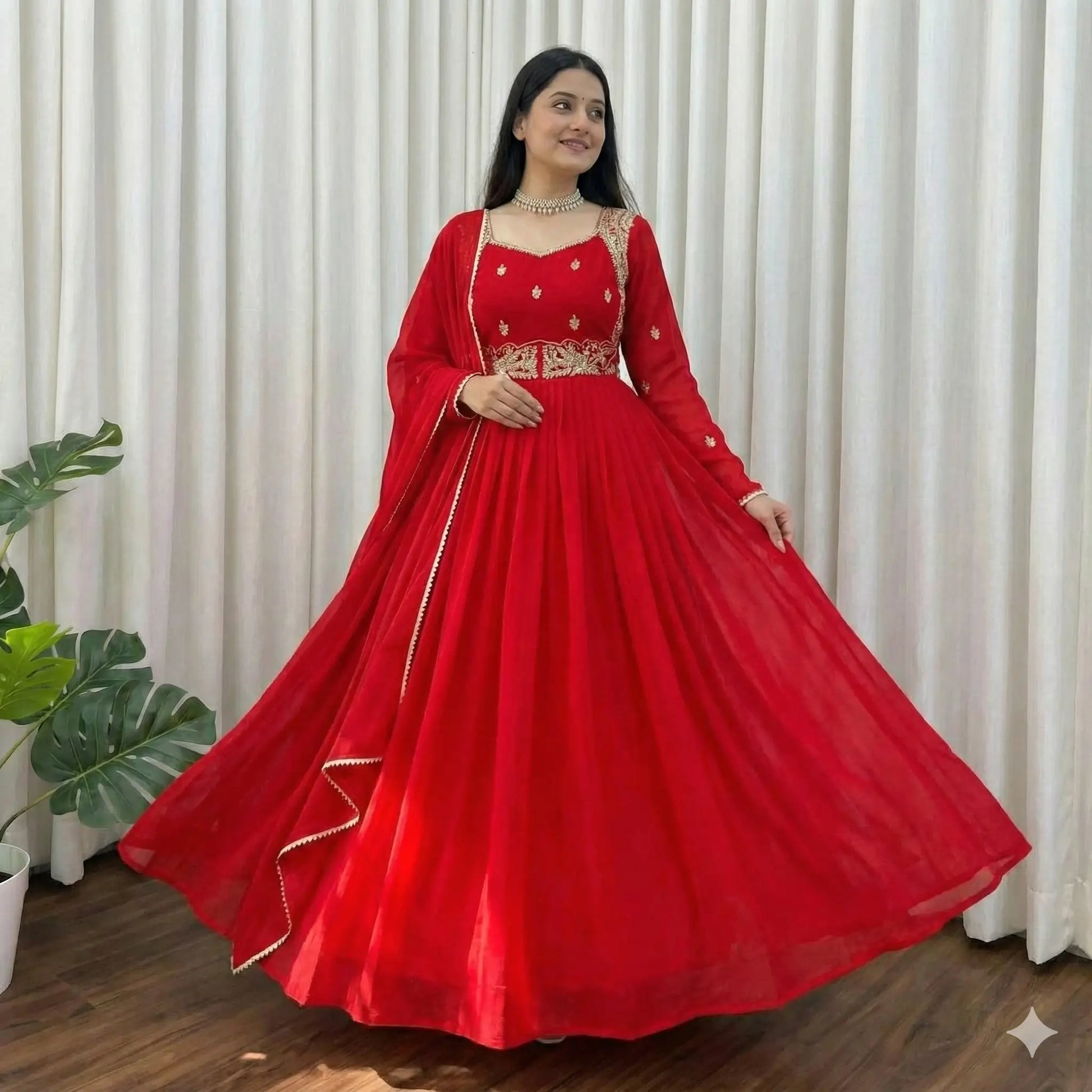 Chinon Embroidered Mirror Work Suit Set