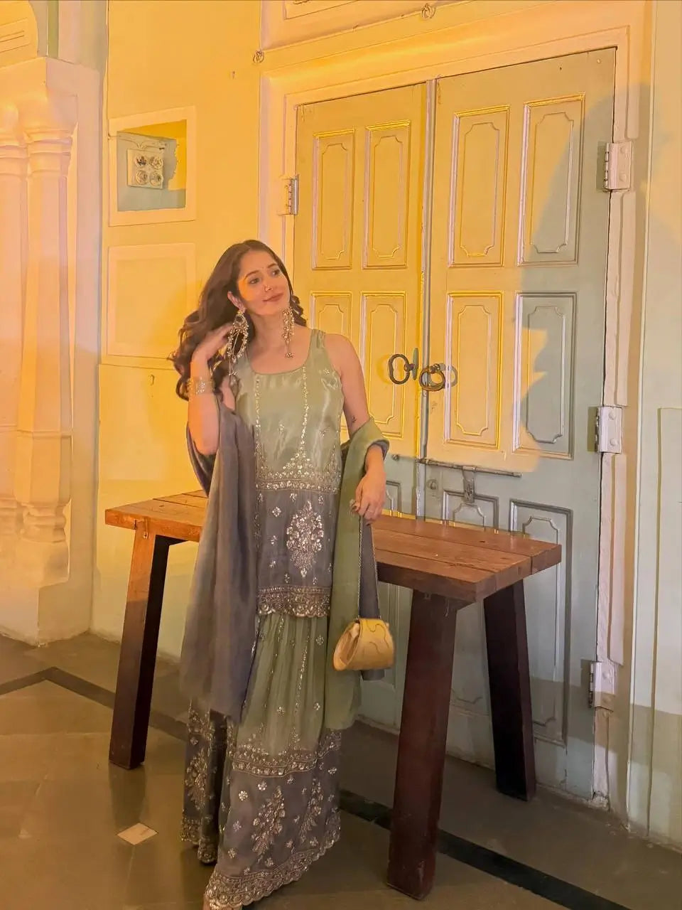 Chinon Embroidered Palazzo Suit Set