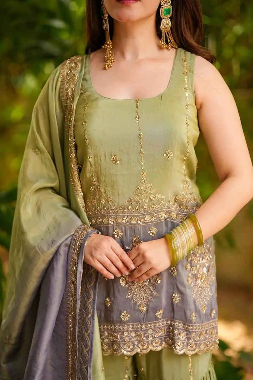 Chinon Embroidered Palazzo Suit Set