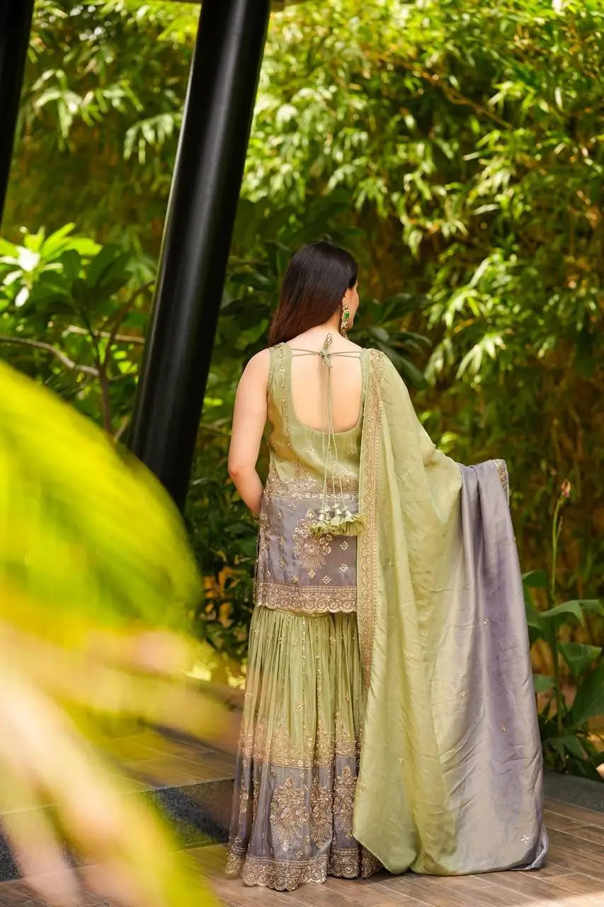 Chinon Embroidered Palazzo Suit Set