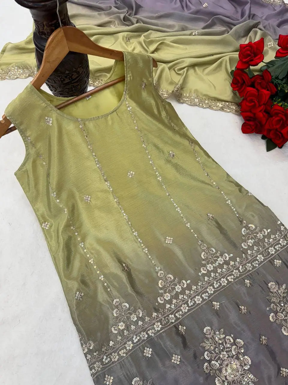 Chinon Embroidered Palazzo Suit Set
