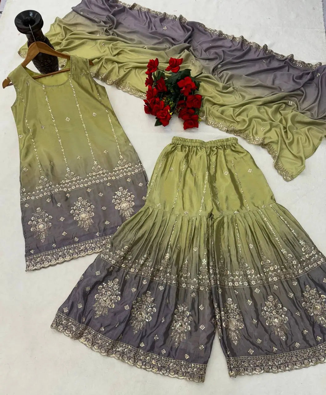Chinon Embroidered Palazzo Suit Set