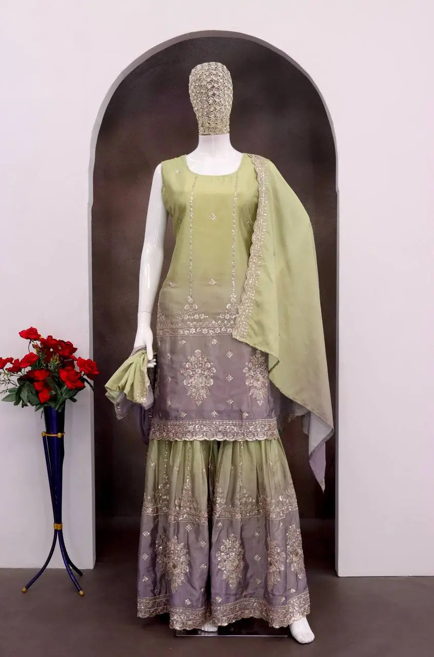 Chinon Embroidered Palazzo Suit Set