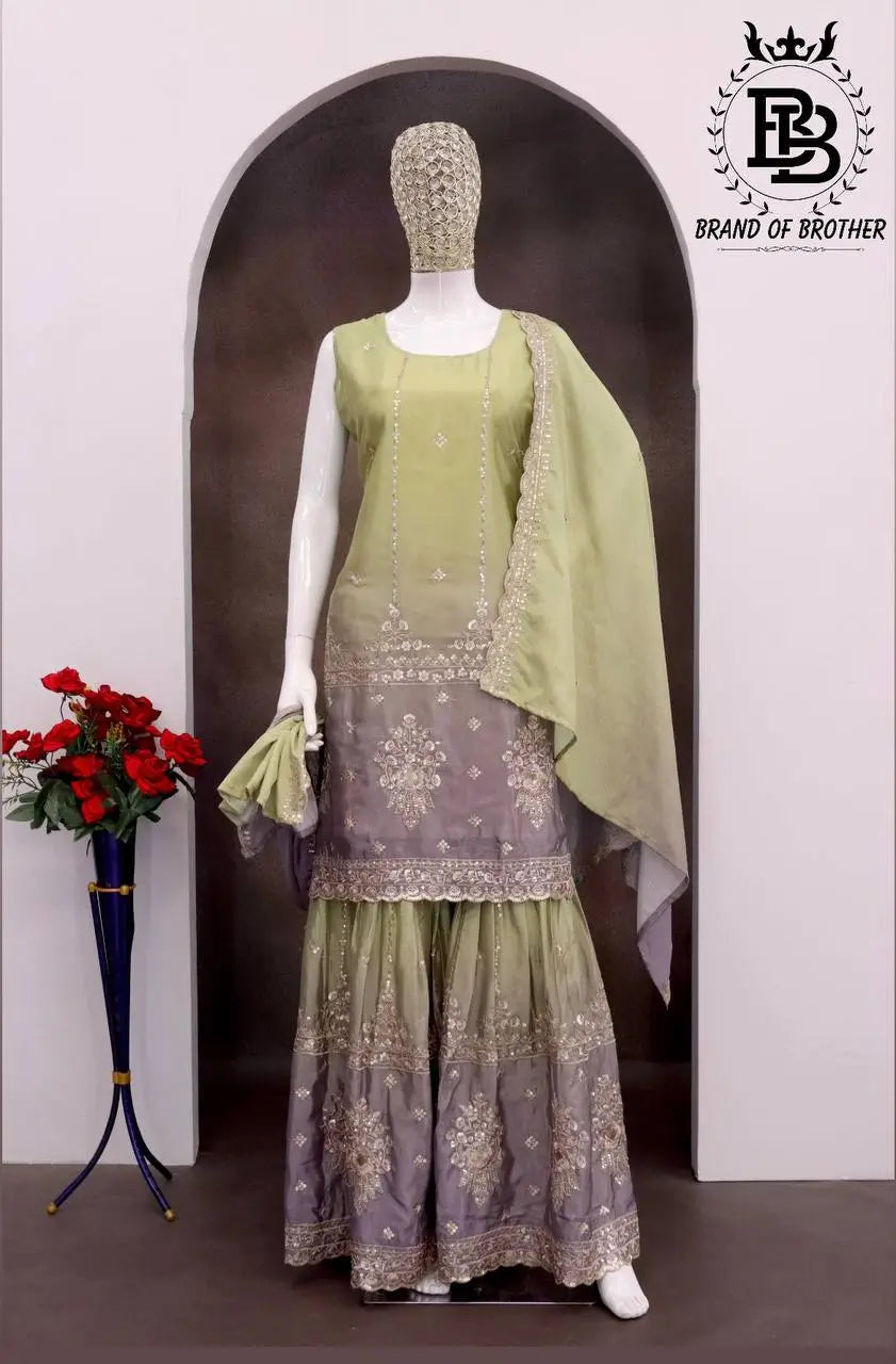 Chinon Embroidered Palazzo Suit Set