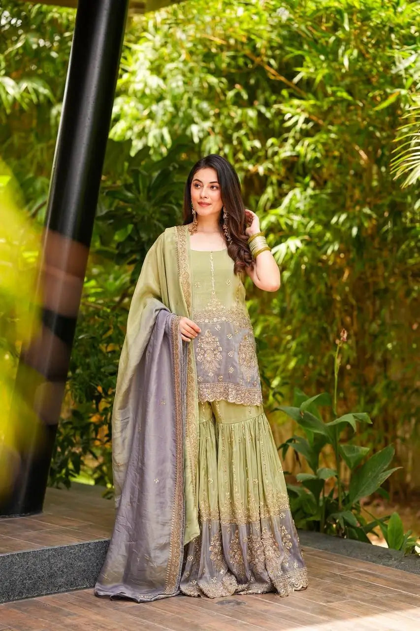 Chinon Embroidered Palazzo Suit Set