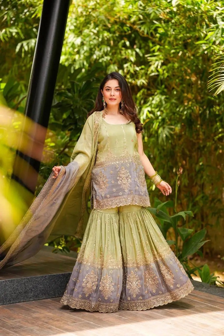 Chinon Embroidered Palazzo Suit Set