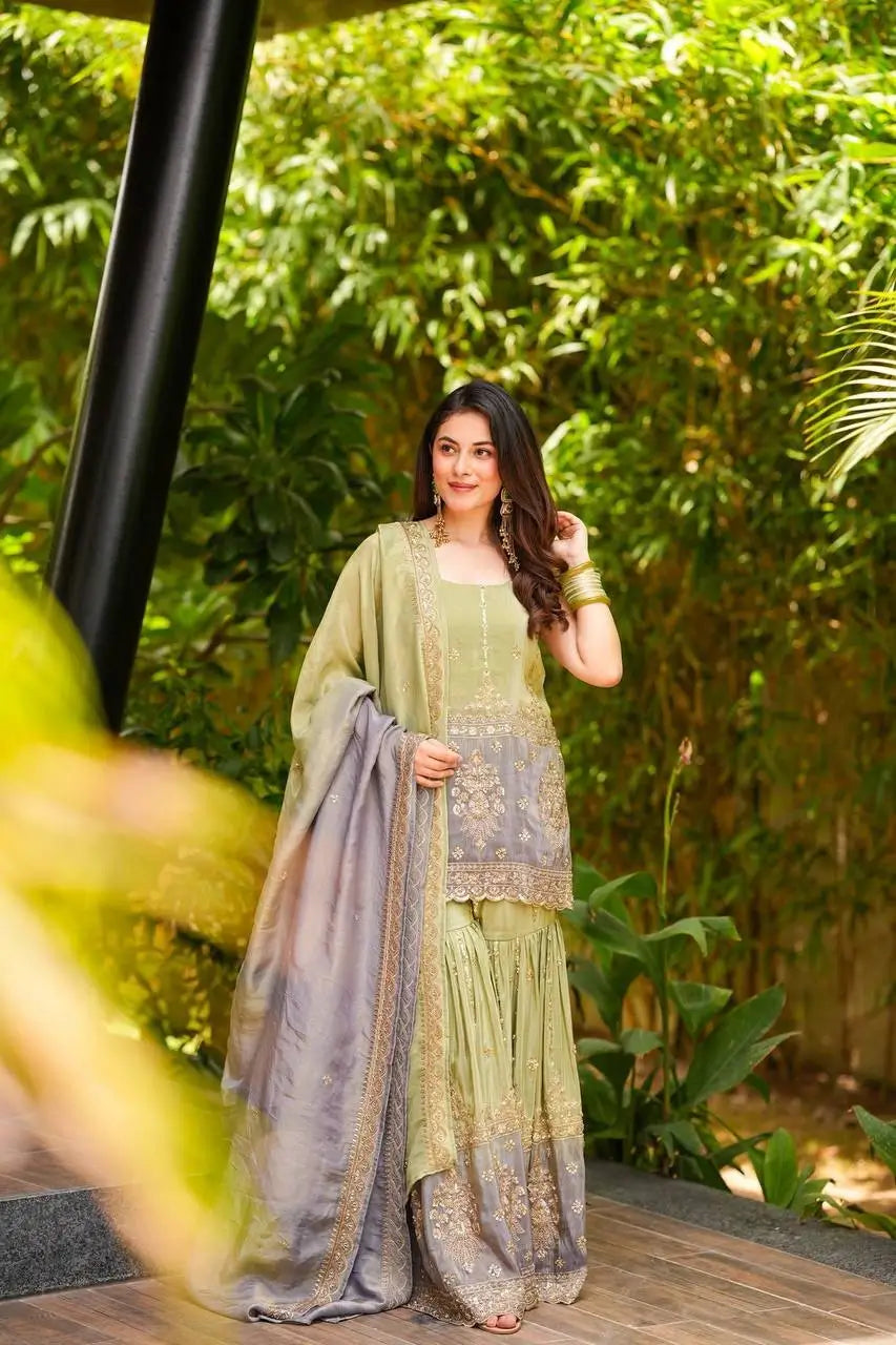 Chinon Embroidered Palazzo Suit Set