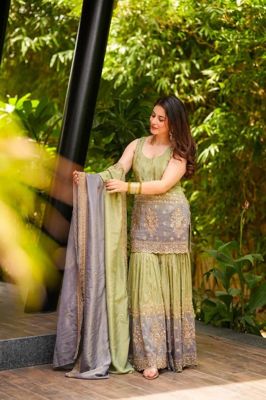Chinon Embroidered Palazzo Suit Set