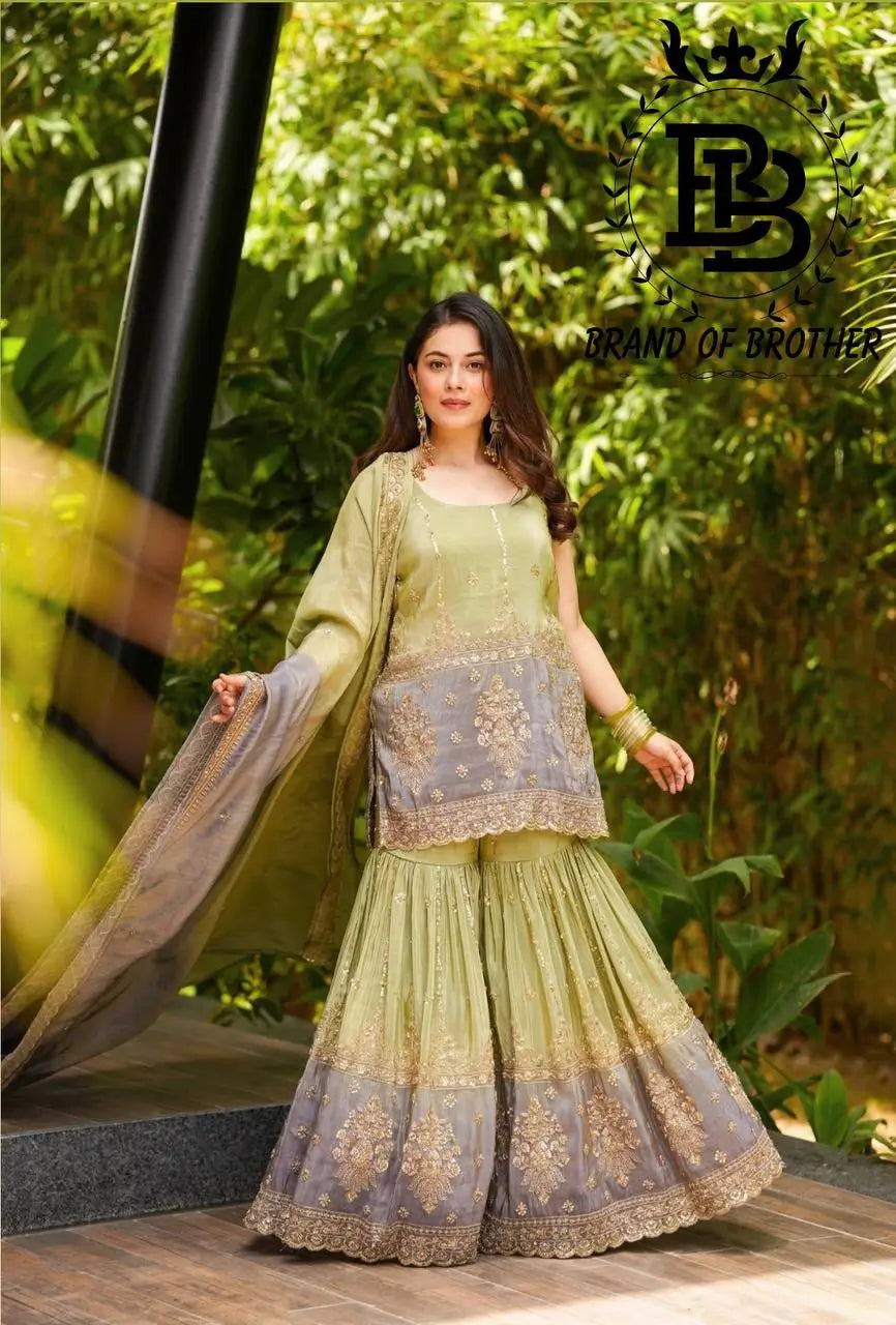 Chinon Embroidered Palazzo Suit Set