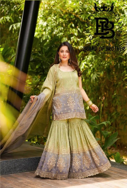 Chinon Embroidered Palazzo Suit Set
