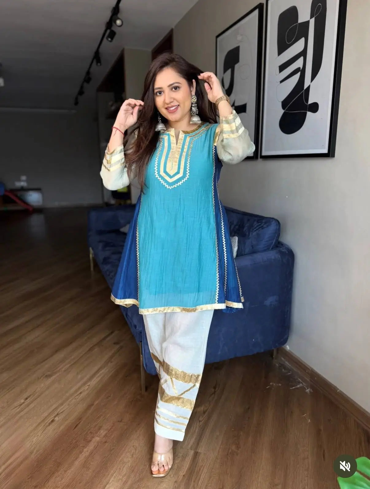 Chinon Gota Patti Kurti Palazzo Set for Festive and Traditional Wear