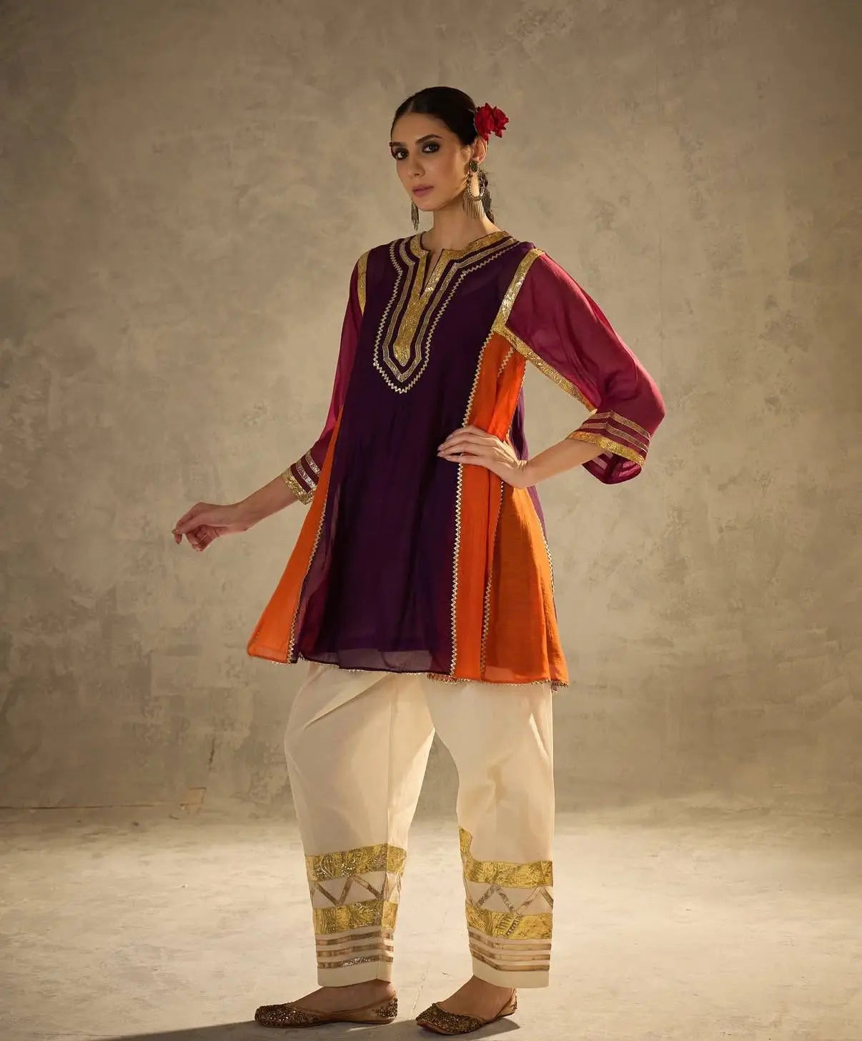 Chinon Gota Patti Kurti Palazzo Set for Festive and Traditional Wear