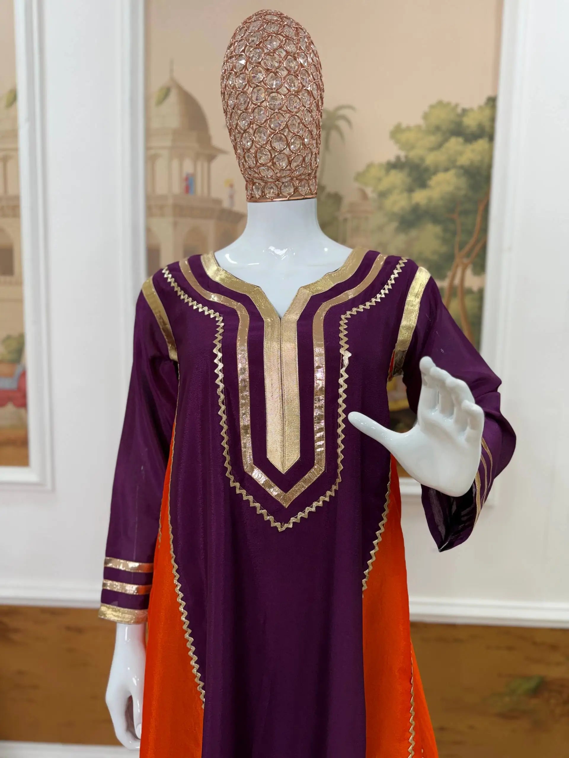 Chinon Gota Patti Kurti Palazzo Set for Festive and Traditional Wear