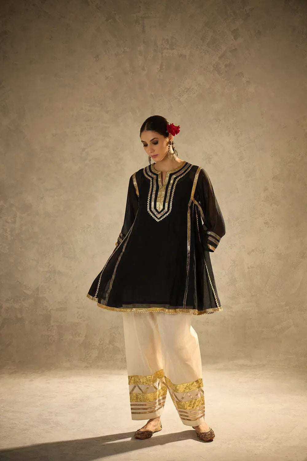 Chinon Gota Patti Kurti Palazzo Set for Festive and Traditional Wear