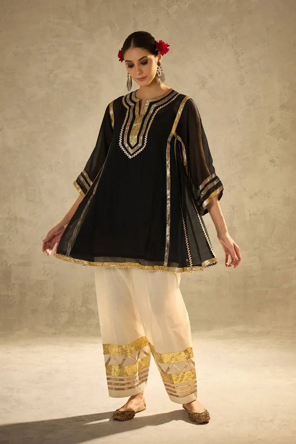 Chinon Gota Patti Kurti Palazzo Set for Festive and Traditional Wear