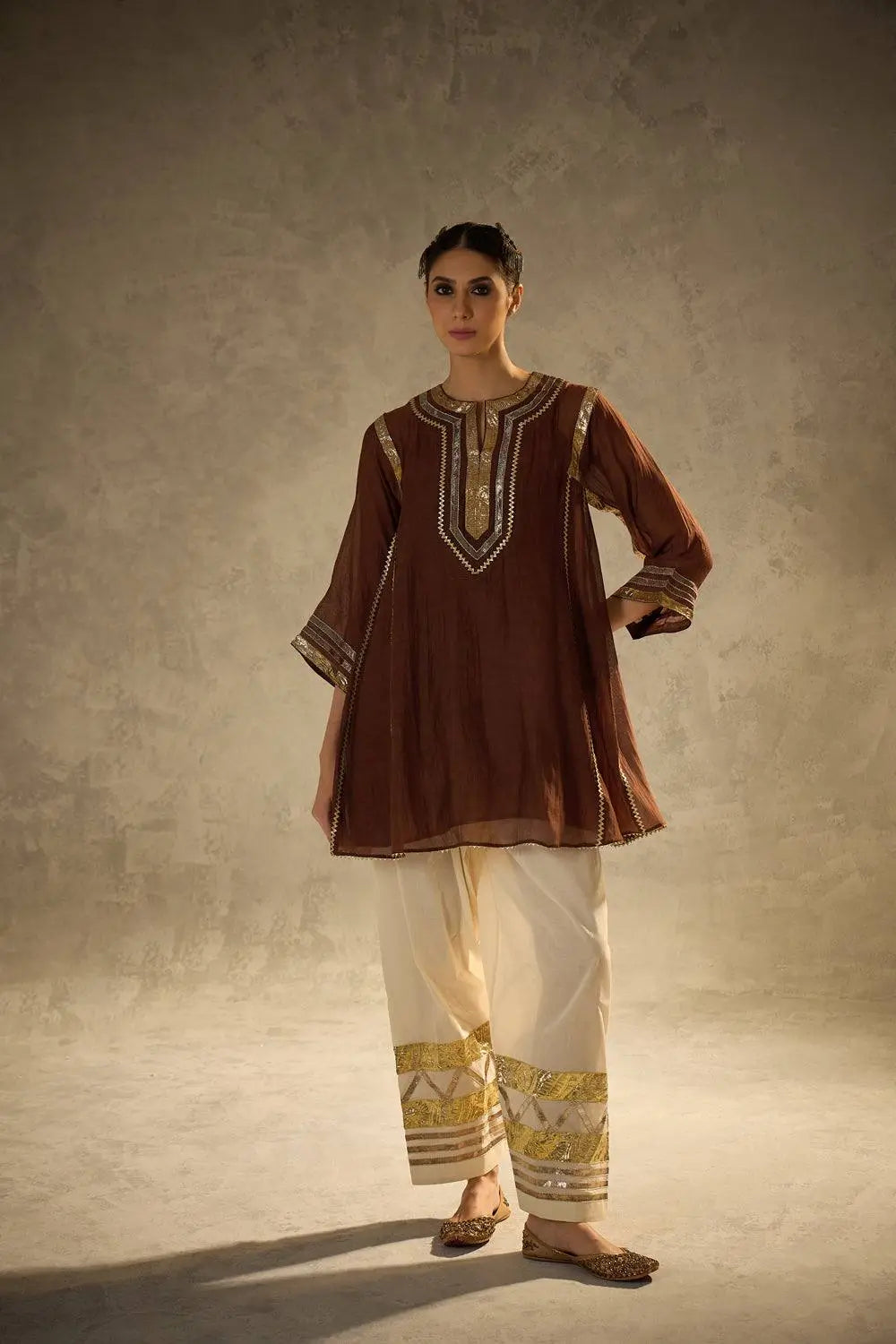 Chinon Gota Patti Kurti Palazzo Set for Festive and Traditional Wear