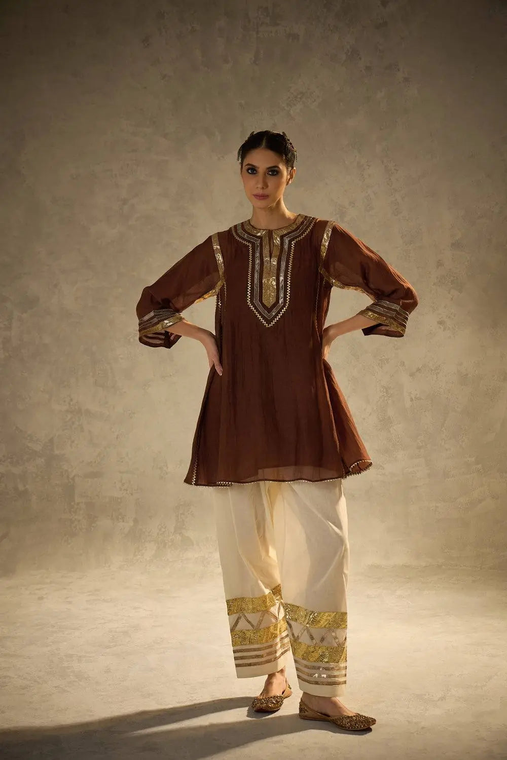 Chinon Gota Patti Kurti Palazzo Set for Festive and Traditional Wear