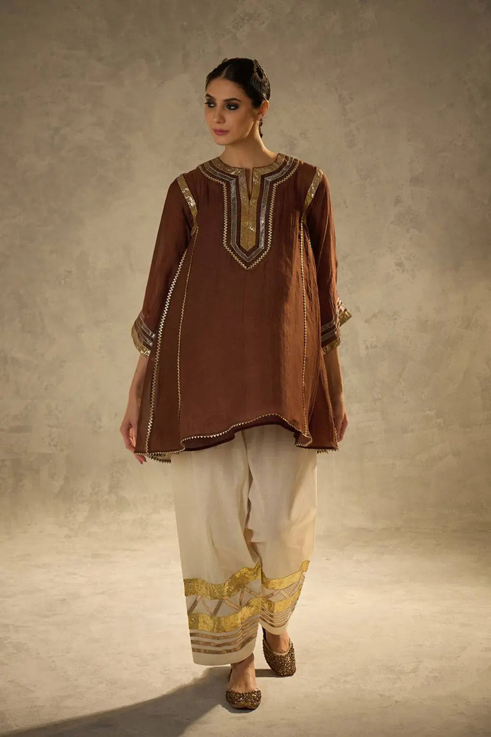 Chinon Gota Patti Kurti Palazzo Set for Festive and Traditional Wear