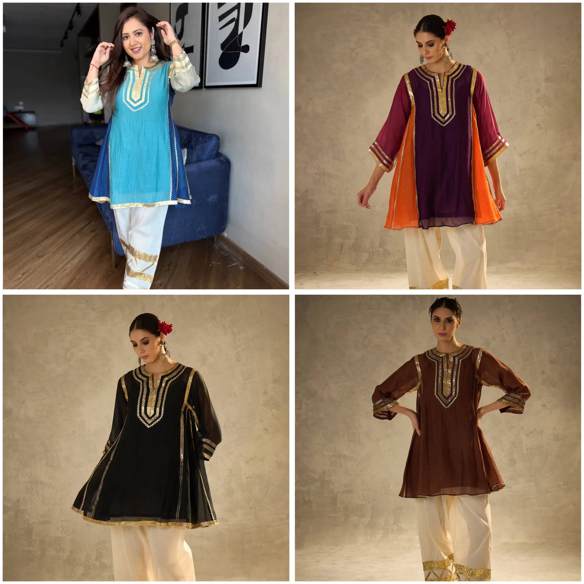 Chinon Gota Patti Kurti Palazzo Set for Festive and Traditional Wear
