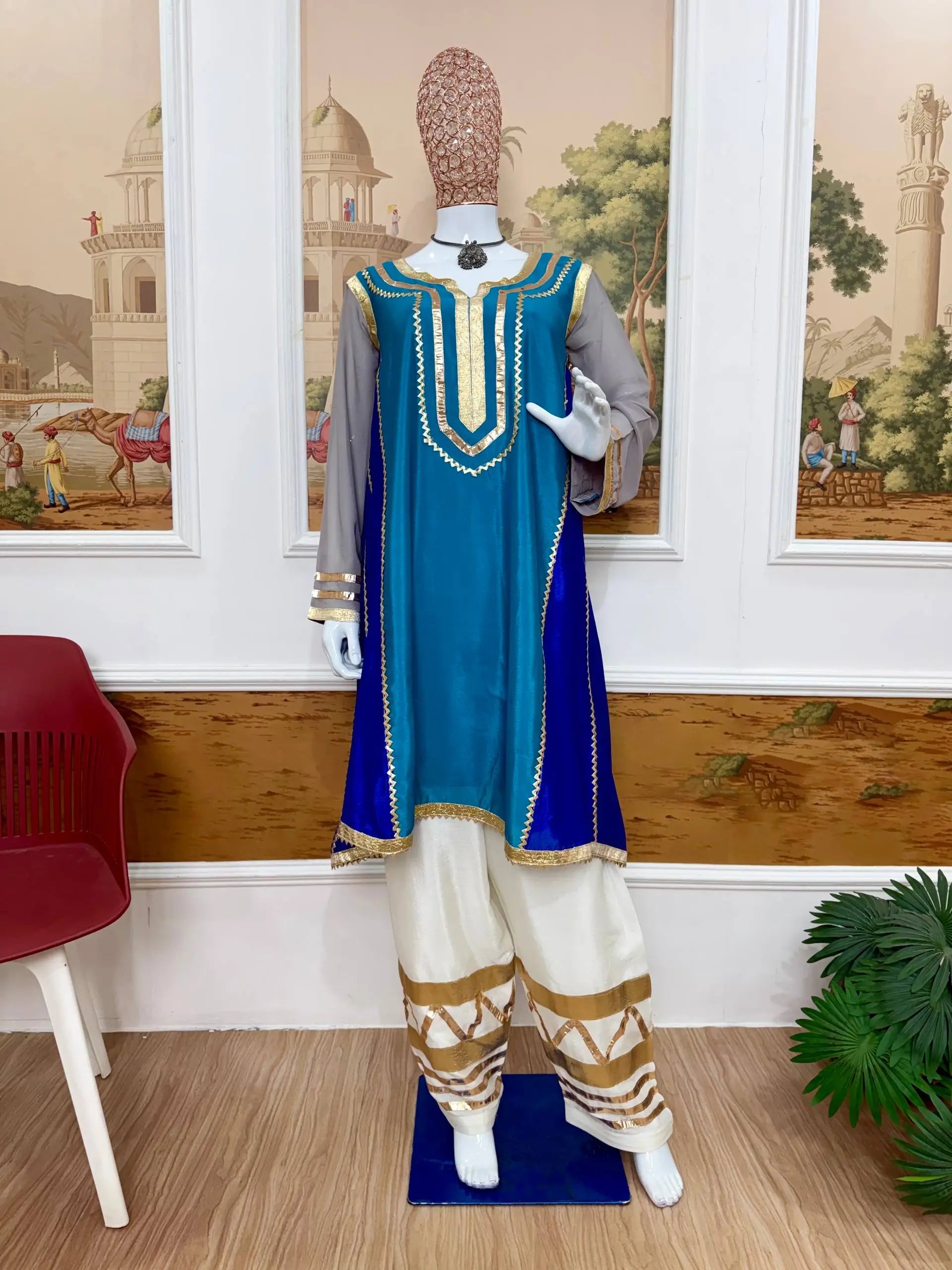 Chinon Gota Patti Kurti Palazzo Set for Festive and Traditional Wear