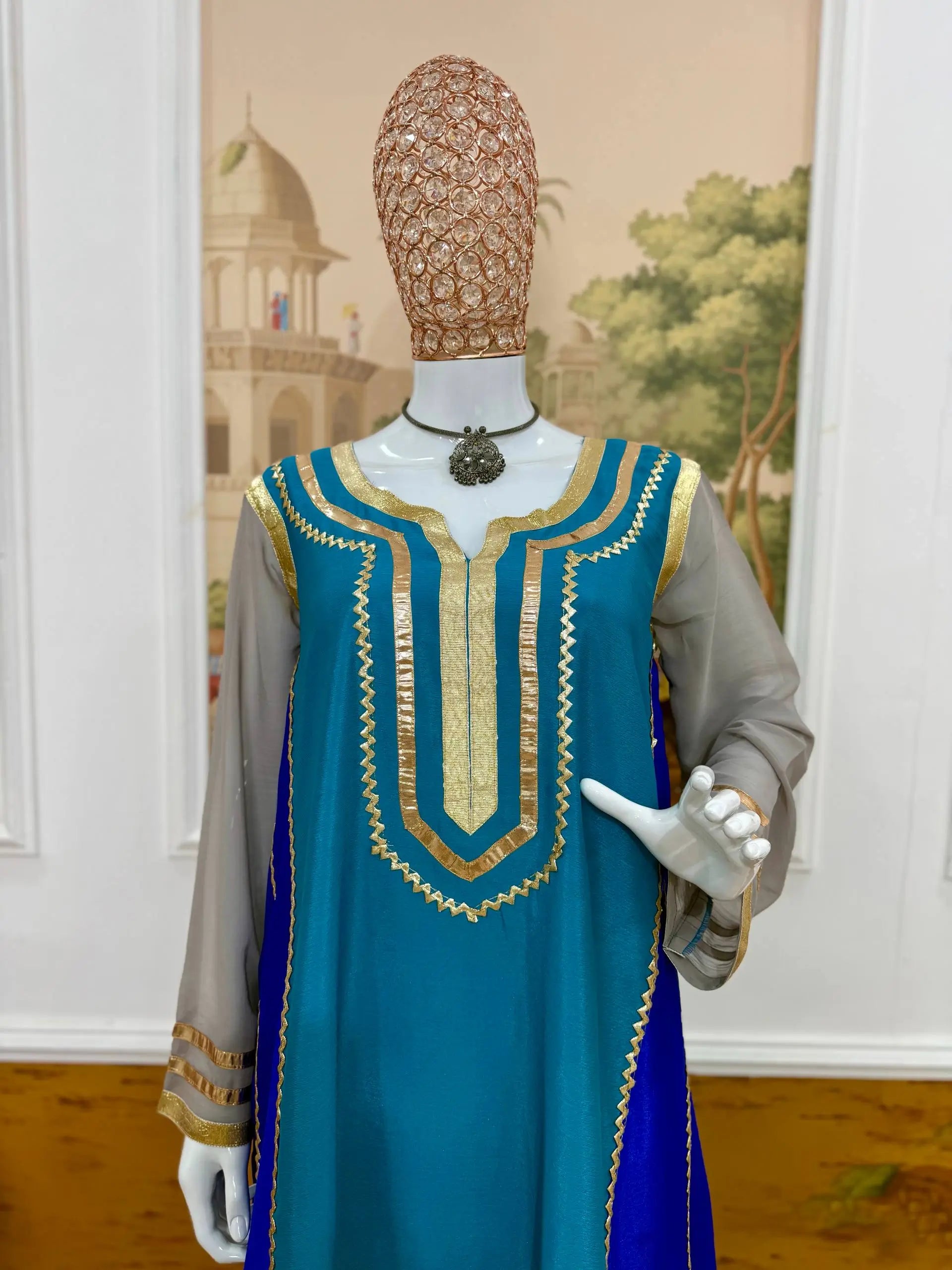 Chinon Gota Patti Kurti Palazzo Set for Festive and Traditional Wear