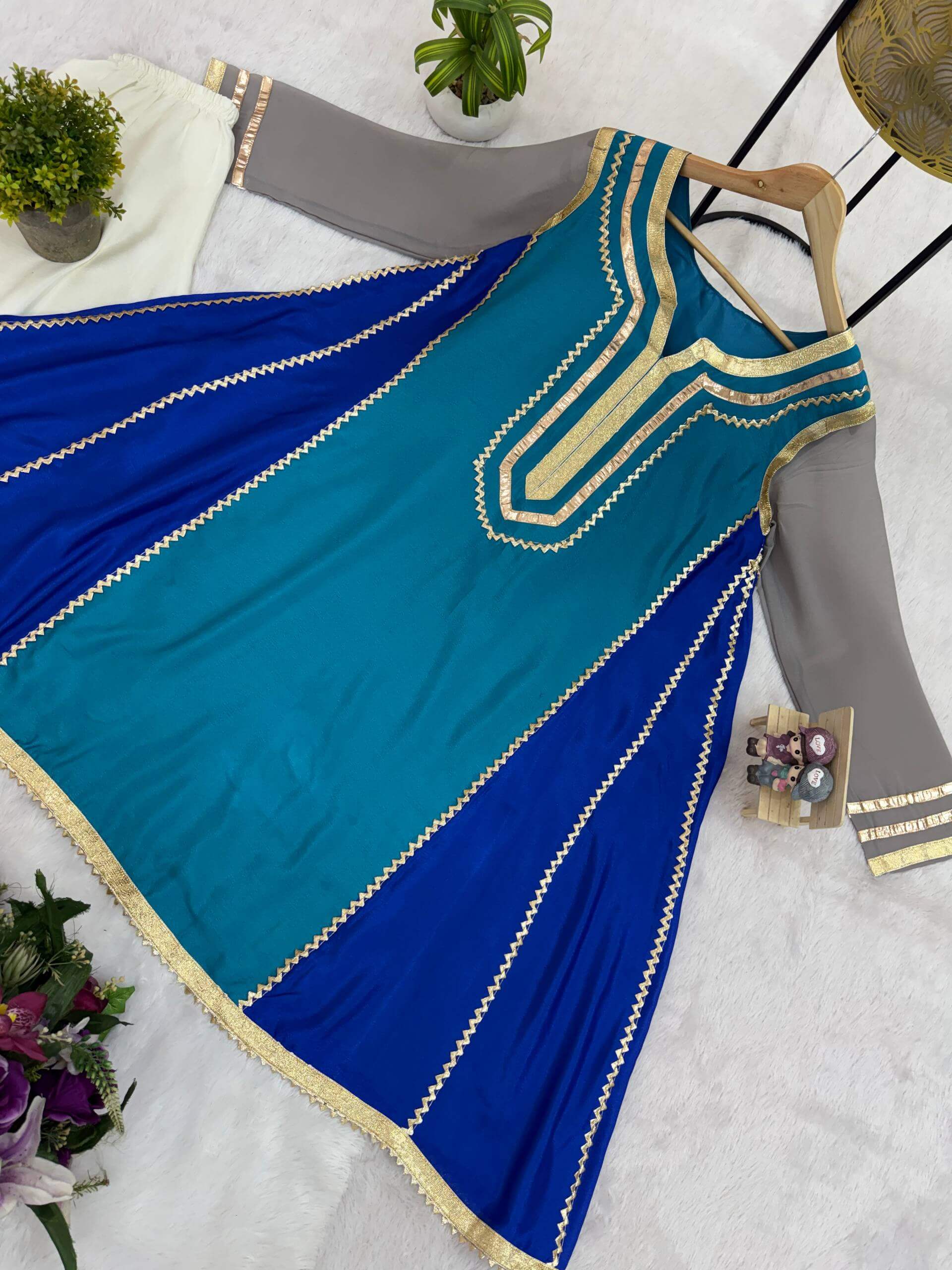 Chinon Gota Patti Kurti Palazzo Set for Festive and Traditional Wear