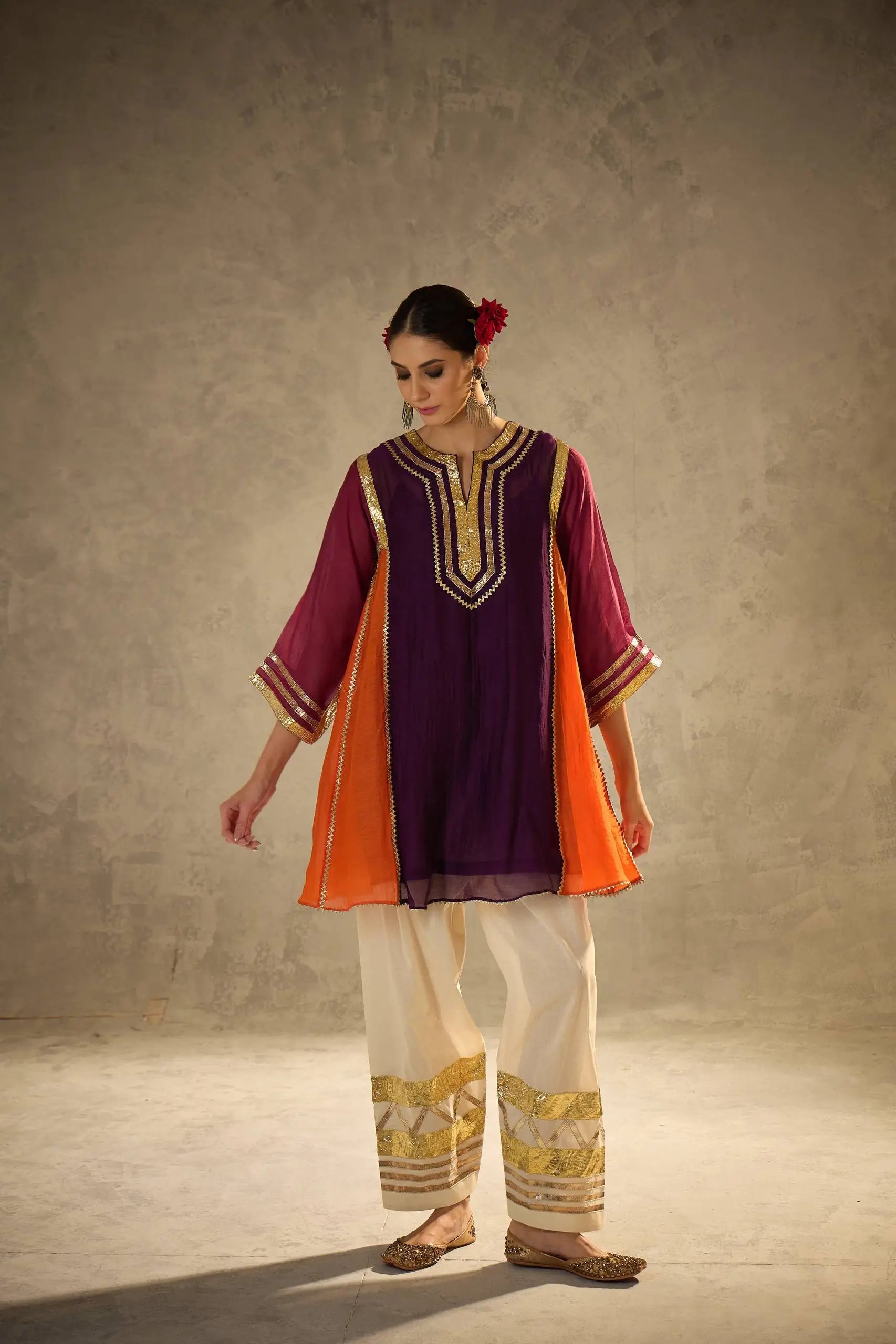 Chinon Gota Patti Kurti Palazzo Set for Festive and Traditional Wear