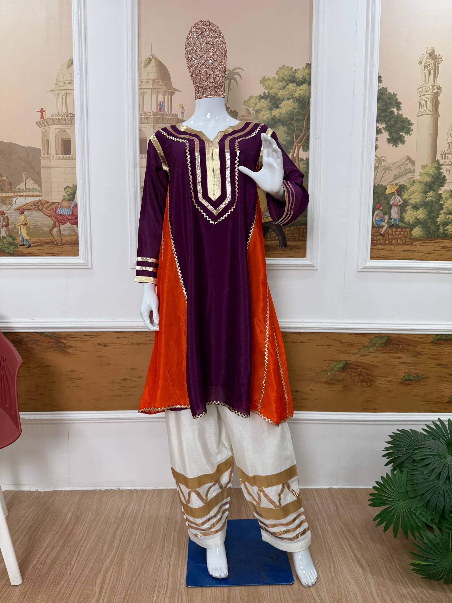 Chinon Gota Patti Kurti Palazzo Set for Festive and Traditional Wear