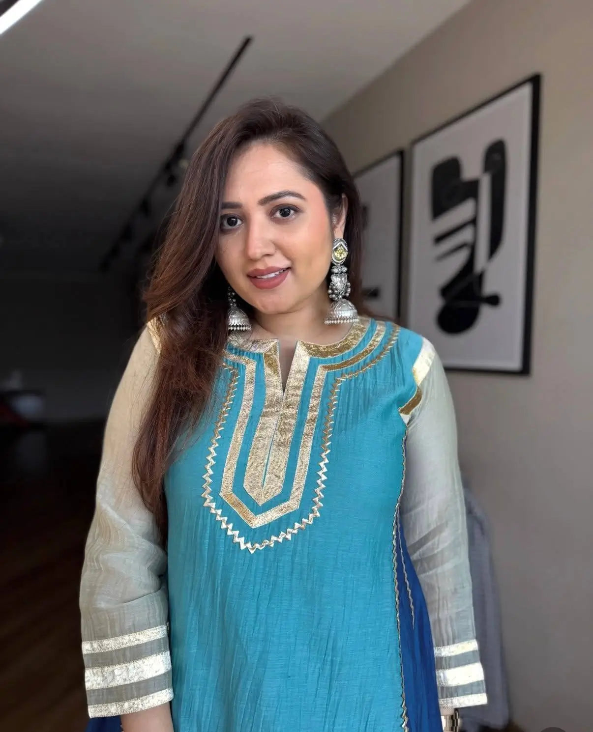 Chinon Gota Patti Kurti Palazzo Set for Festive and Traditional Wear
