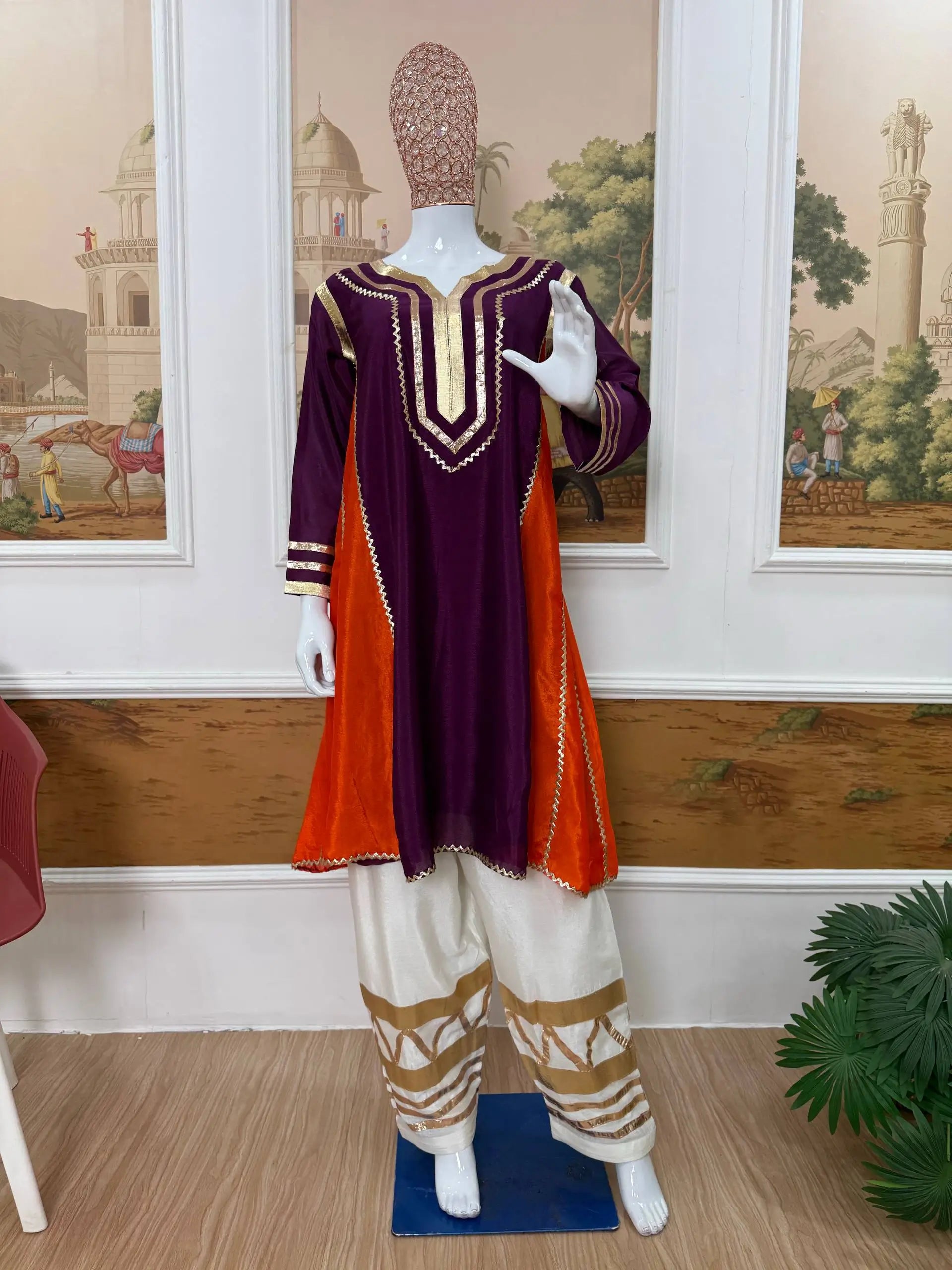 Chinon Gota Patti Kurti Palazzo Set for Festive and Traditional Wear