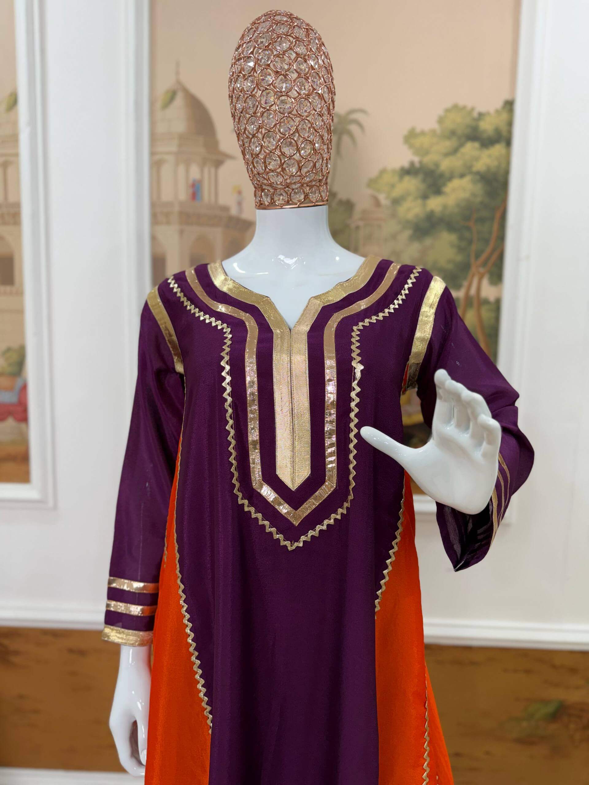 Chinon Gota Patti Kurti Palazzo Set for Festive and Traditional Wear