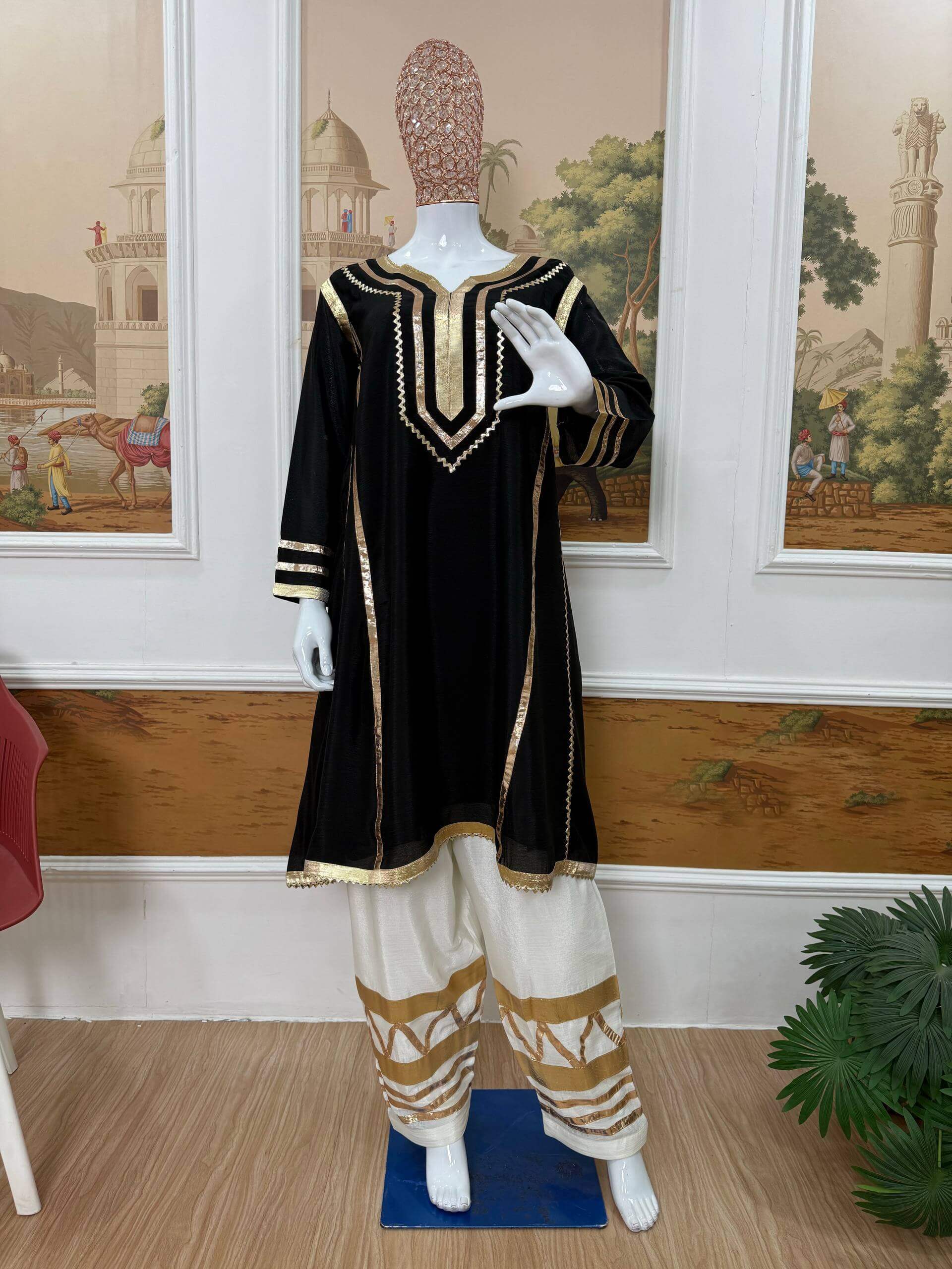 Chinon Gota Patti Kurti Palazzo Set for Festive and Traditional Wear