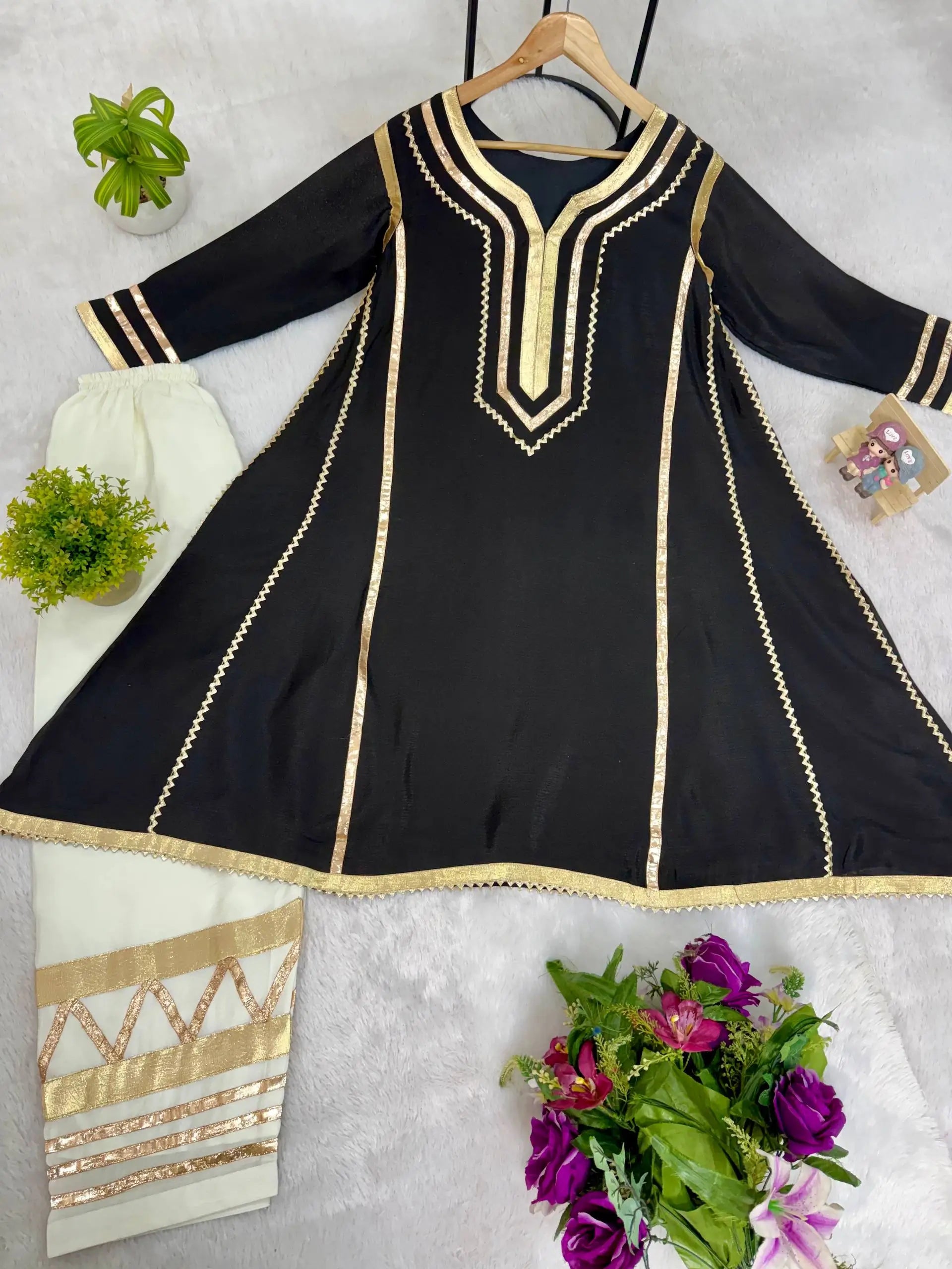Chinon Gota Patti Kurti Palazzo Set for Festive and Traditional Wear