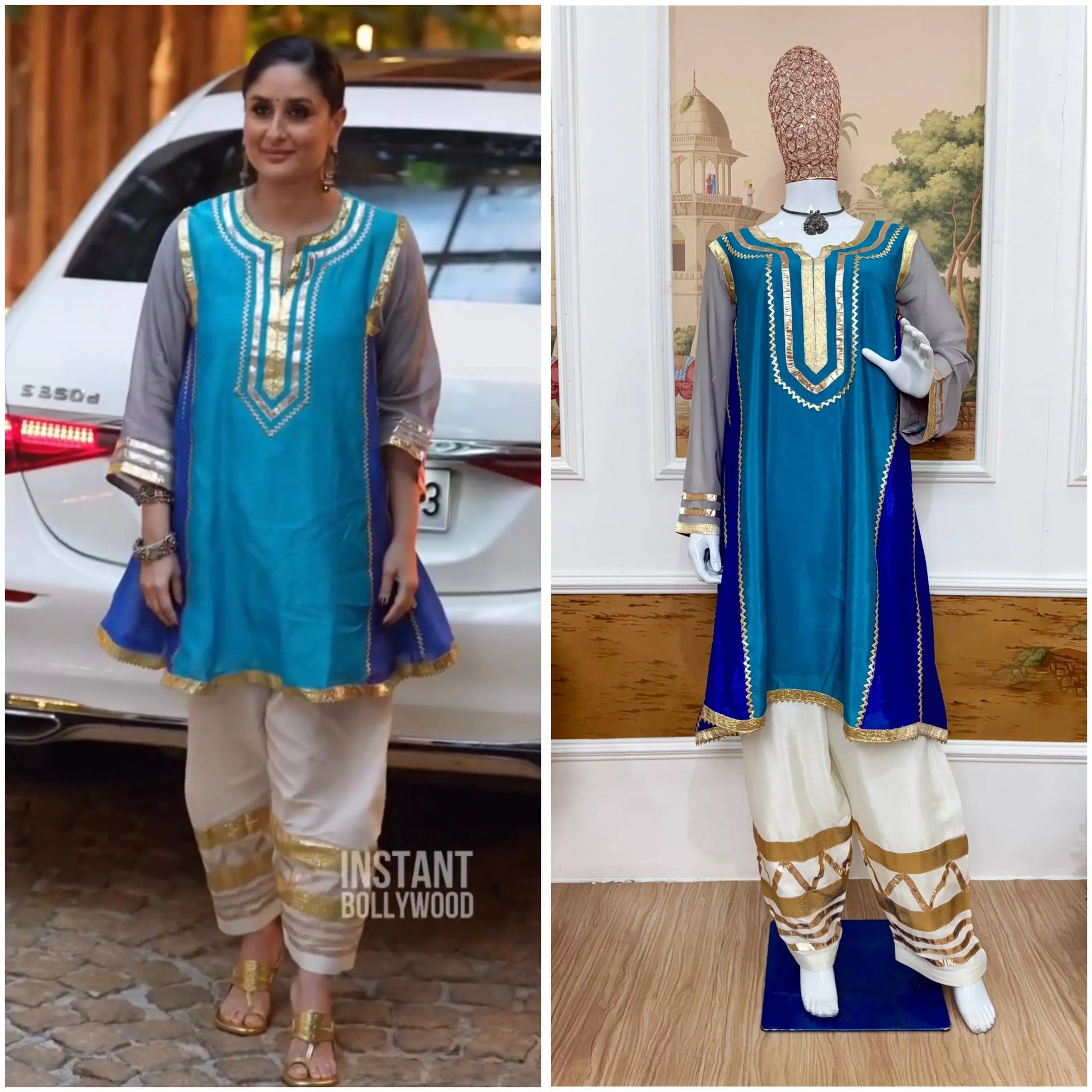 Chinon Gota Patti Kurti Palazzo Set for Festive and Traditional Wear