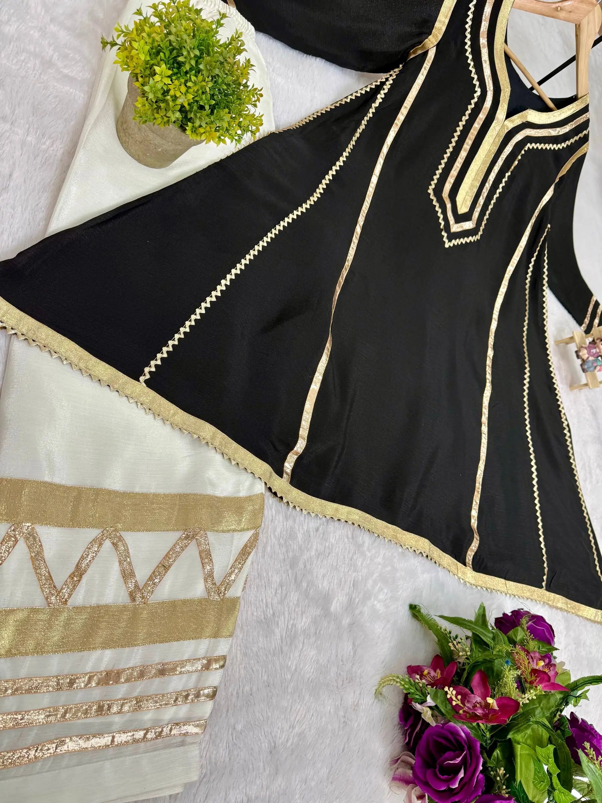 Chinon Gota Patti Kurti Palazzo Set for Festive and Traditional Wear