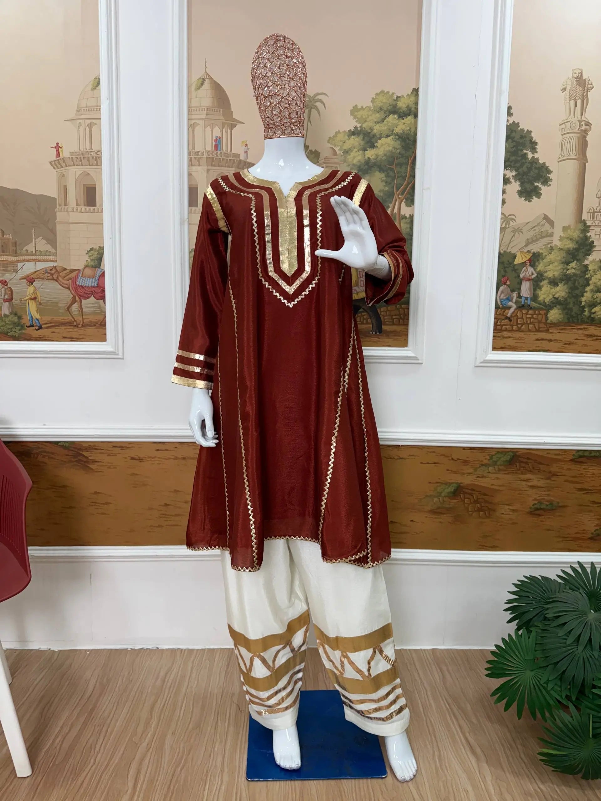 Chinon Gota Patti Kurti Palazzo Set for Festive and Traditional Wear