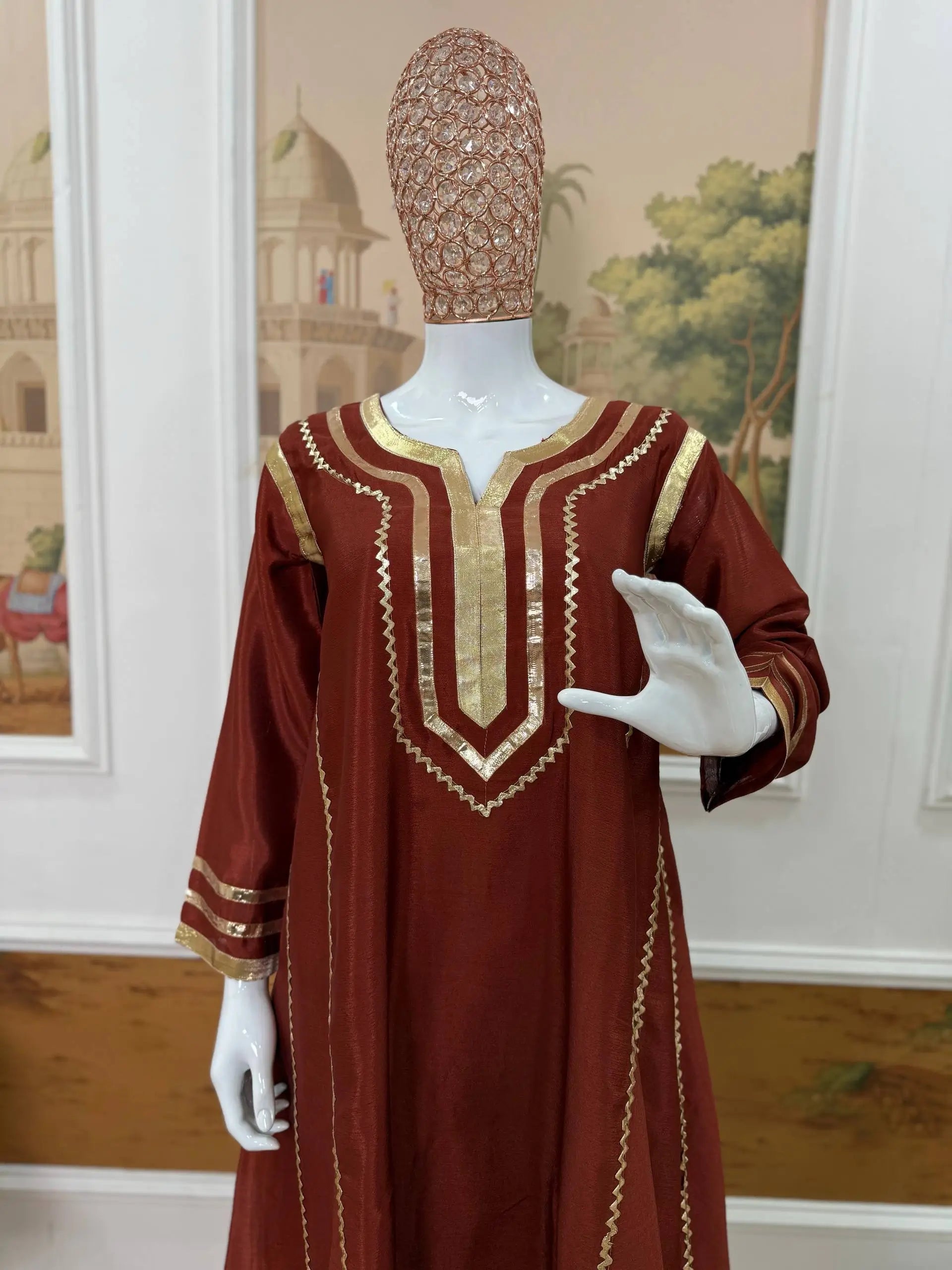 Chinon Gota Patti Kurti Palazzo Set for Festive and Traditional Wear