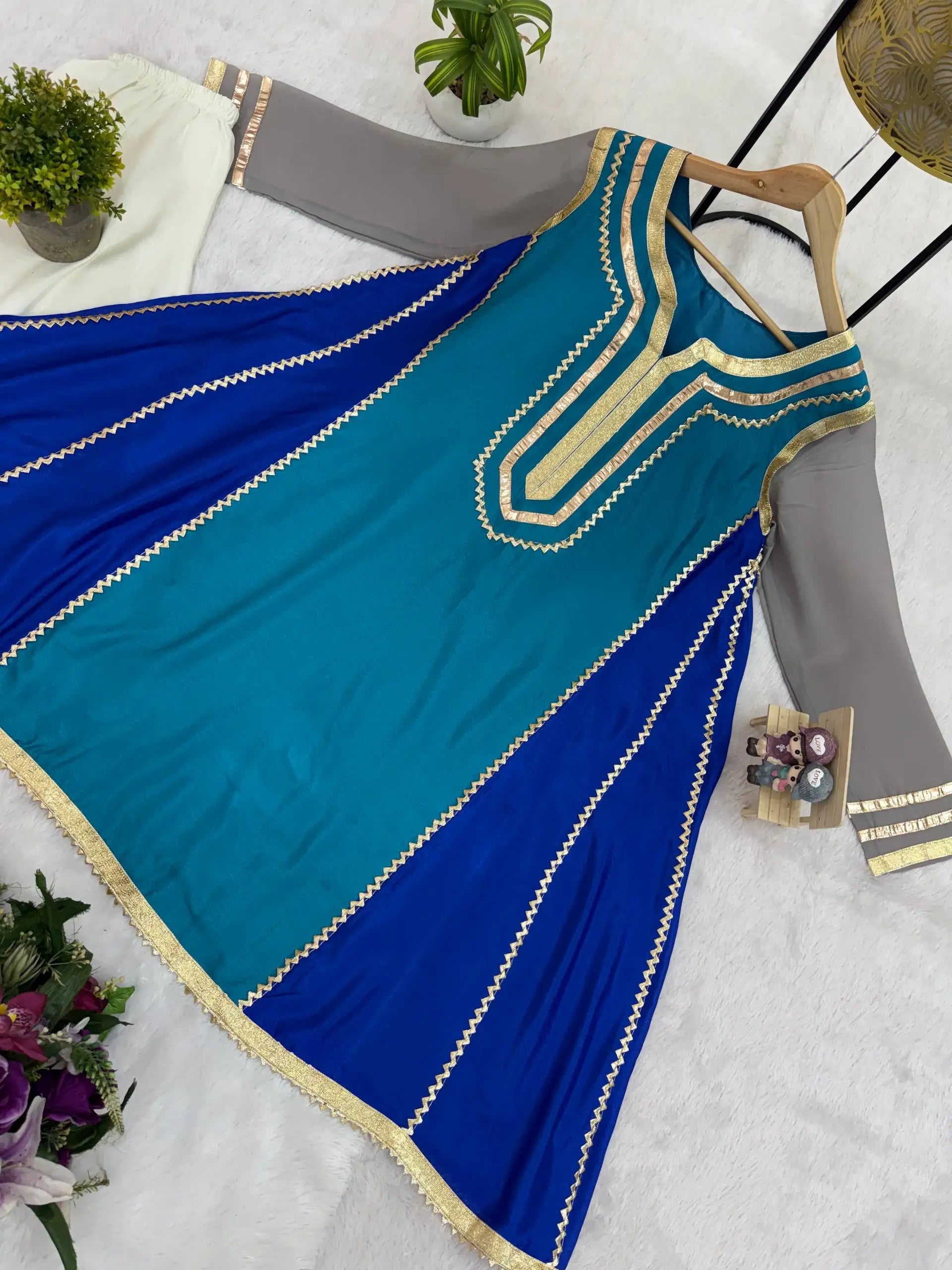Chinon Gota Patti Kurti Palazzo Set for Festive and Traditional Wear